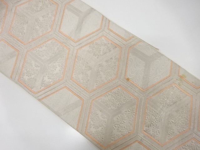 JAPANESE KIMONO / ANTIQUE FUKURO OBI / WOVEN STREAM & KIKU